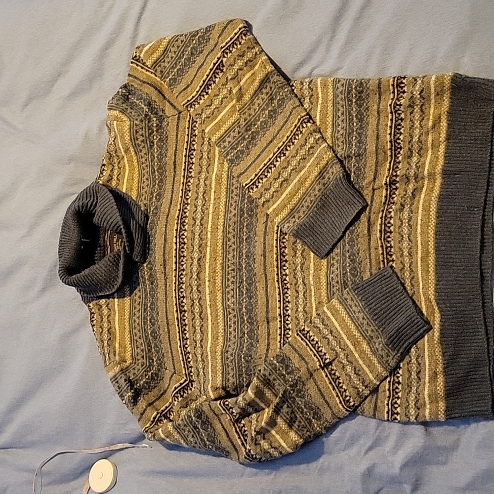 Men's cowl neck bohemian sweater by Logan hill. Slim fit size small